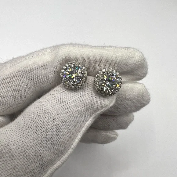 Elegant 925 Sterling Silver 4.00CT MOISSANITE screw back Stud Earrings - Picture 11 of 14